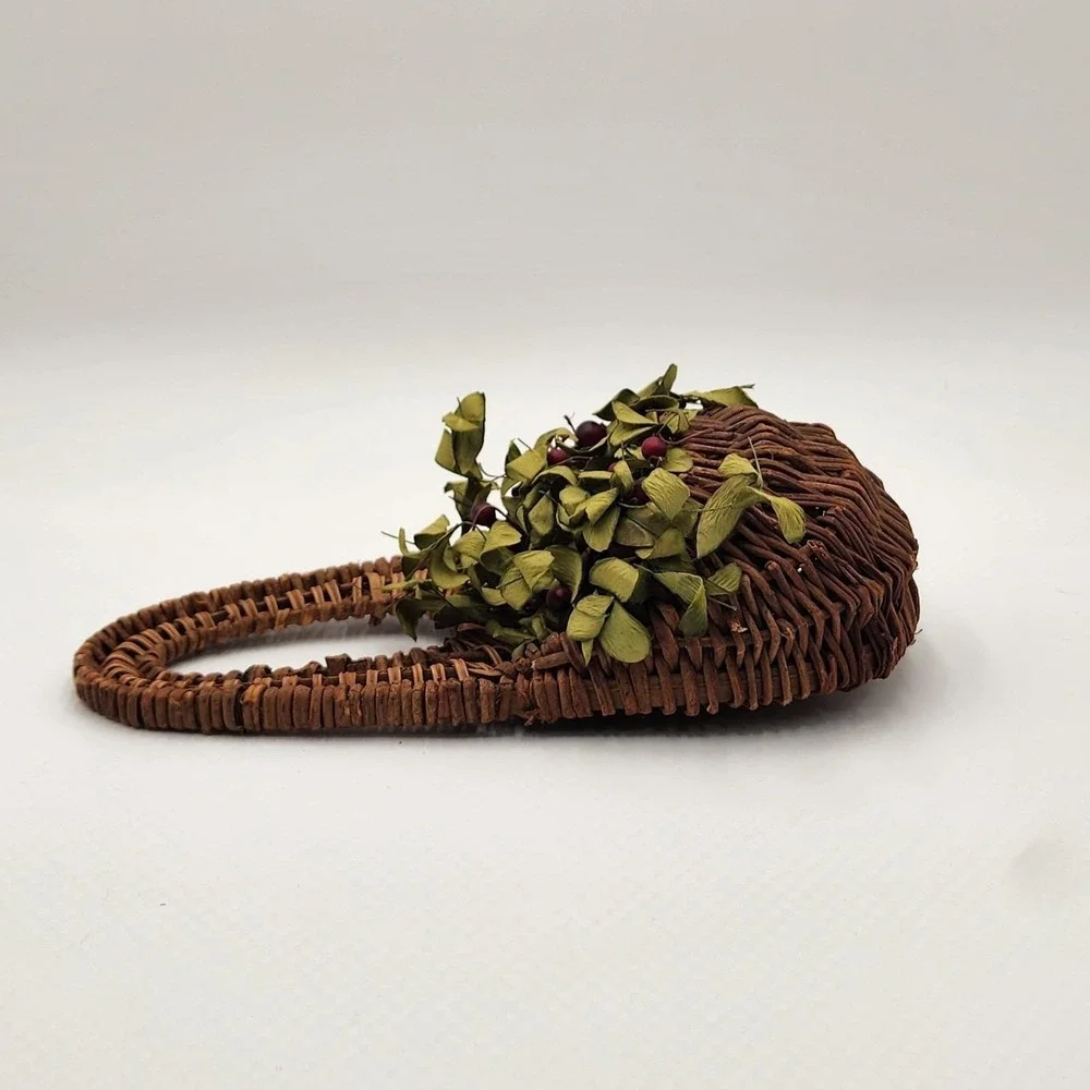 Vintage Wicker Wall Pocket Basket Rustic Hanging Planter Floral Decor 12 Inch
